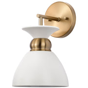 Perkins 11 in. 1 Light Armed Sconce, Burnished Brass Accents - Bees Lighting