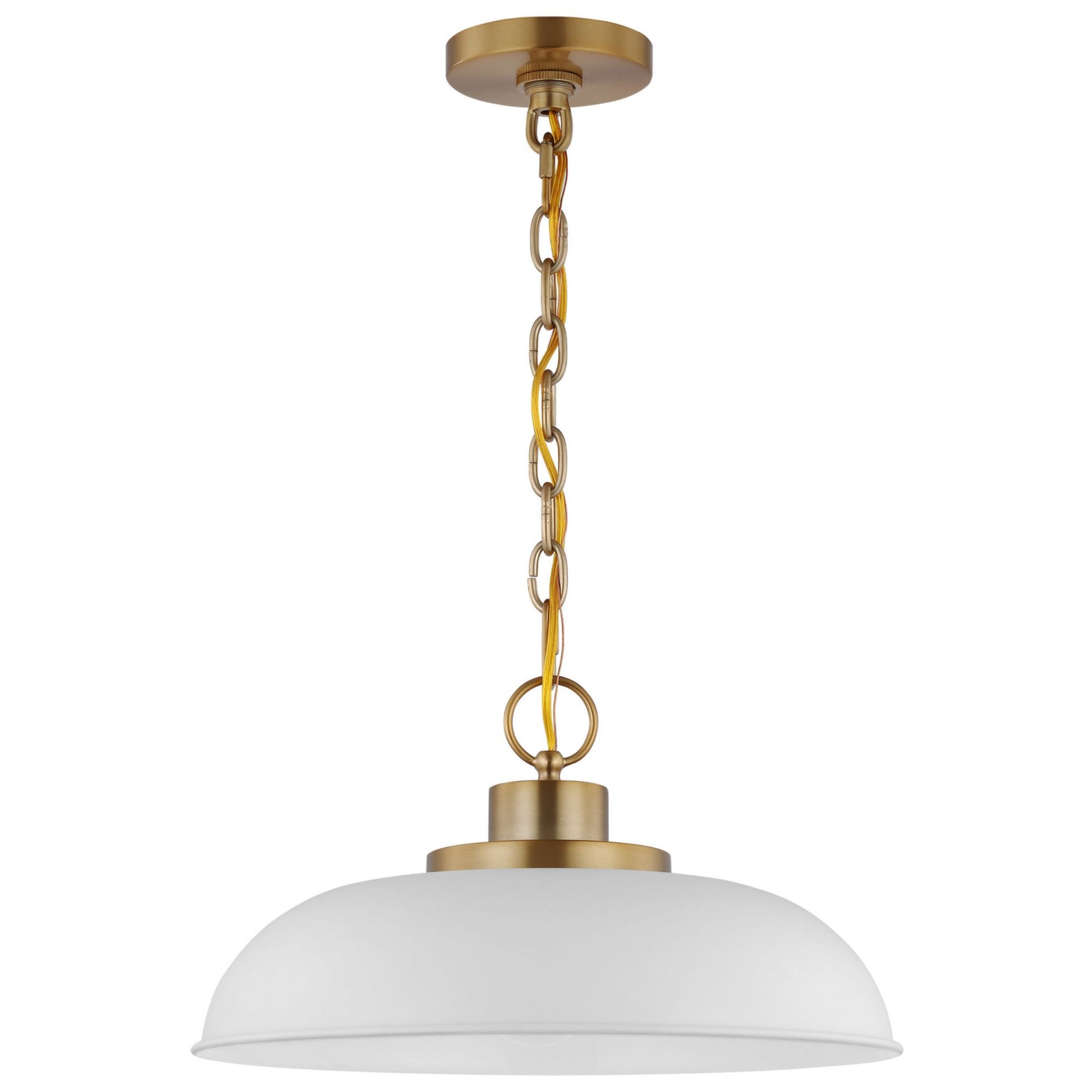 Colony 15" Pendant, Matte White / Burnished Brass Finish - Bees Lighting
