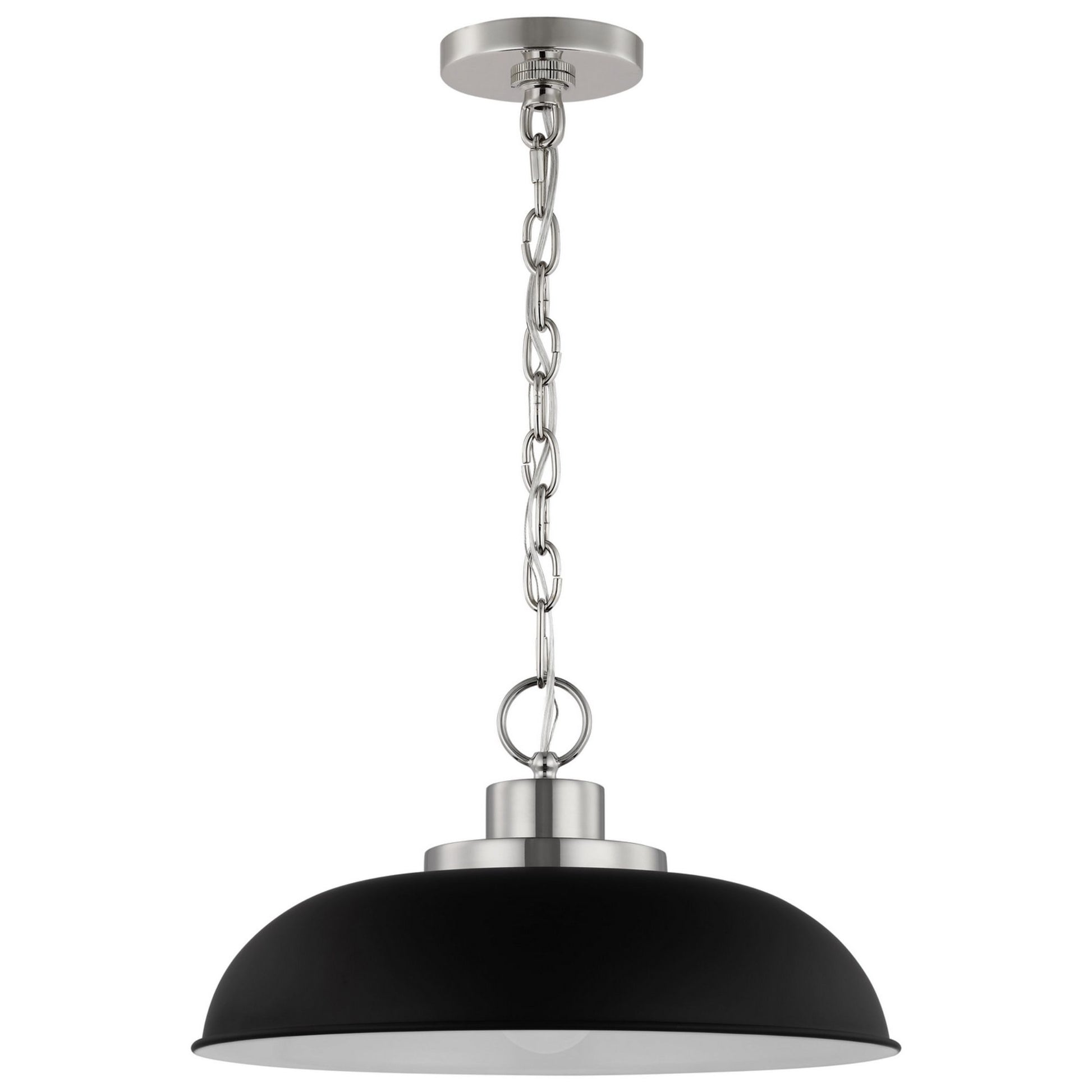 Colony 15" Pendant, Matte Black / Polished Nickel Finish - Bees Lighting
