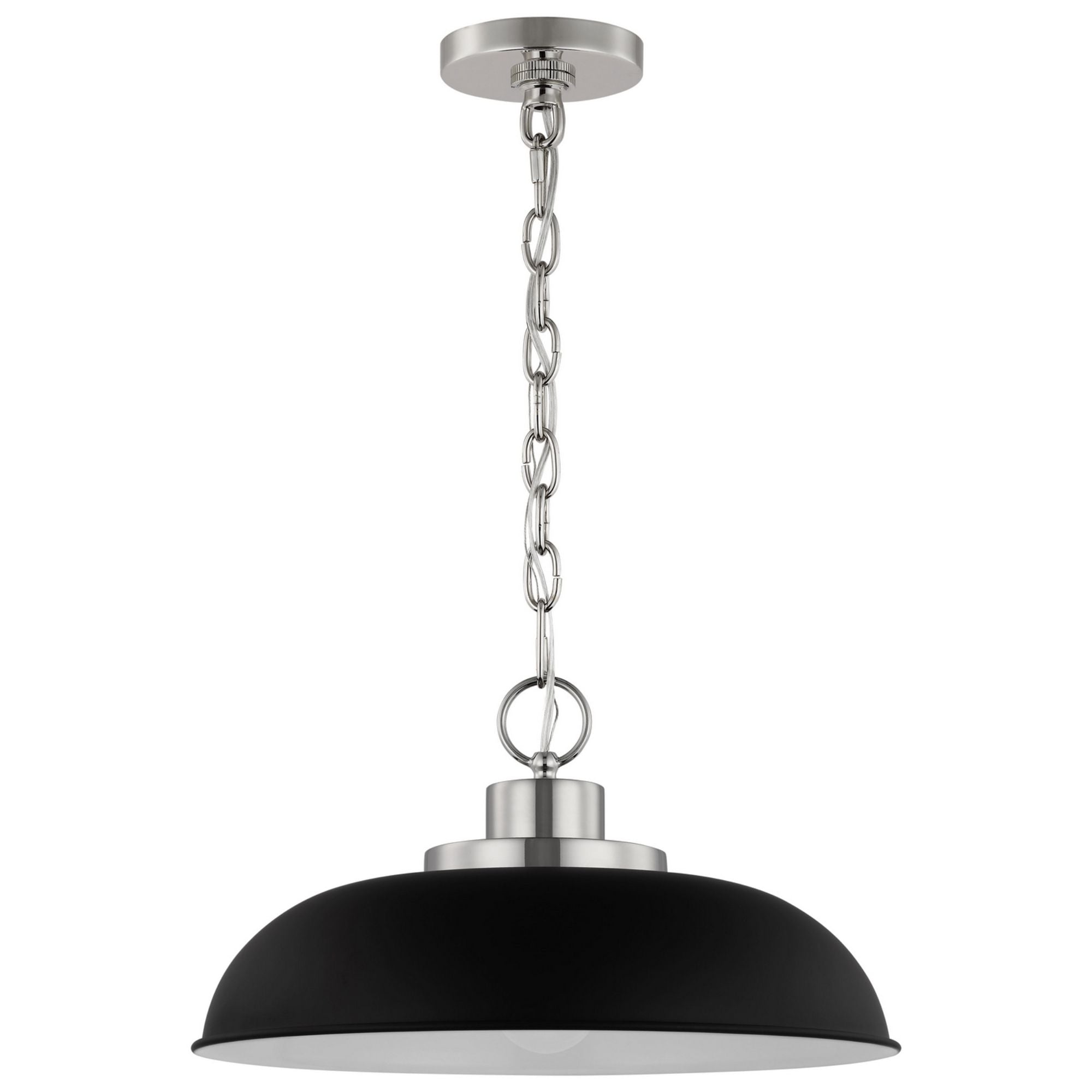 Colony 15" Pendant, Matte Black / Polished Nickel Finish - Bees Lighting