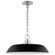 Colony 20" Pendant, Matte Black / Polished Nickel Finish