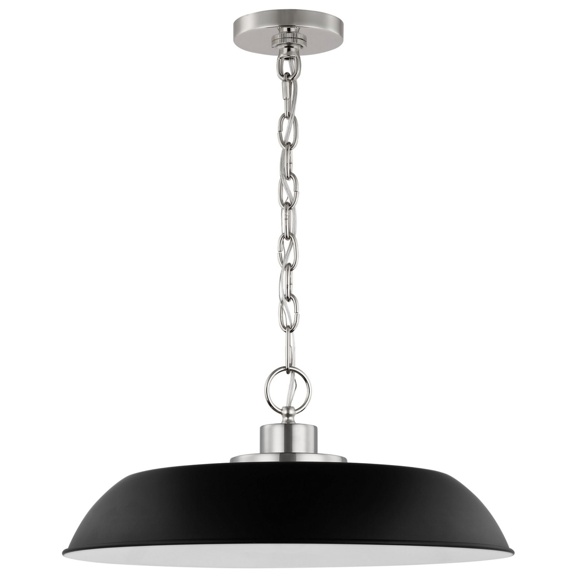 Colony 20" Pendant, Matte Black / Polished Nickel Finish