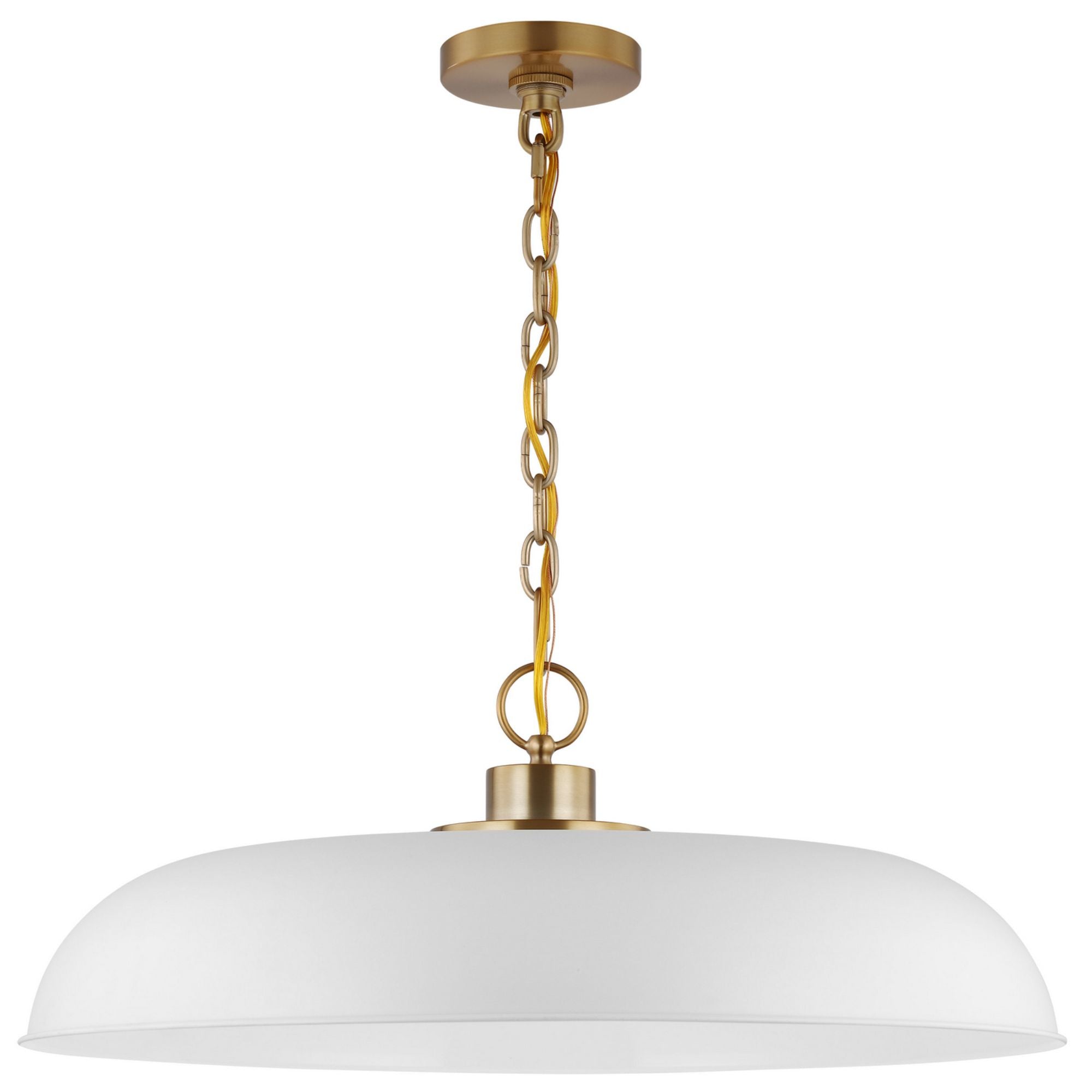 Colony 24" Pendant, Matte White / Burnished Brass Finish - Bees Lighting
