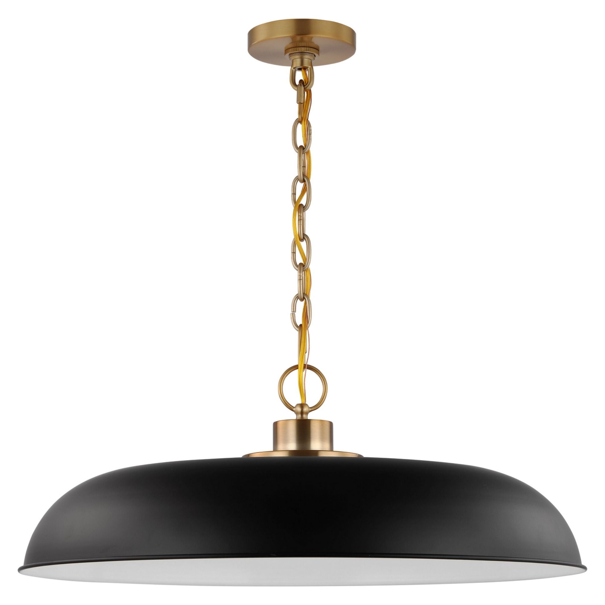 Colony 24" Pendant, Matte Black / Burnished Brass Finish
