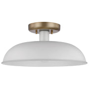 Colony 15" Flush Mount, Matte White / Burnished Brass Finish - Bees Lighting