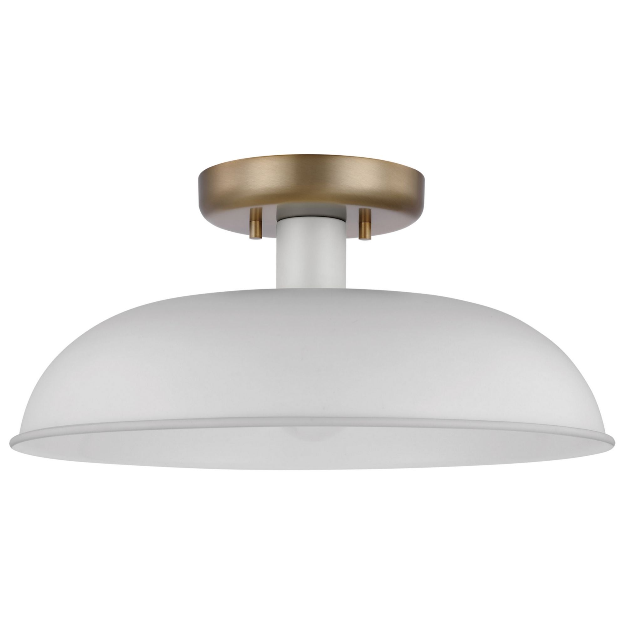 Colony 15" Flush Mount, Matte White / Burnished Brass Finish - Bees Lighting