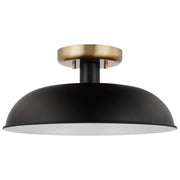 Colony 15" Flush Mount, Matte Black / Burnished Brass Finish - Bees Lighting