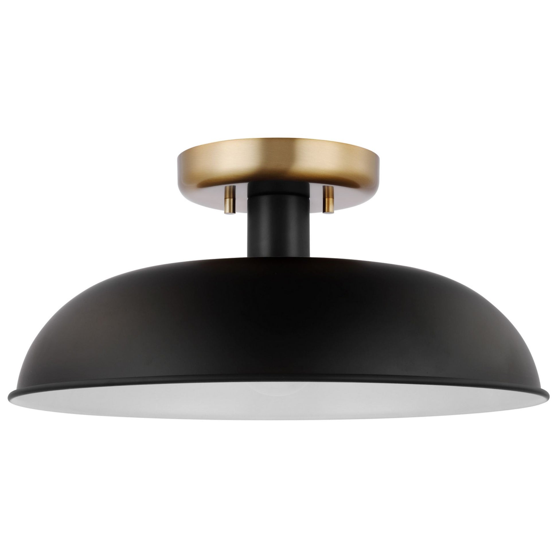 Colony 15" Flush Mount, Matte Black / Burnished Brass Finish - Bees Lighting