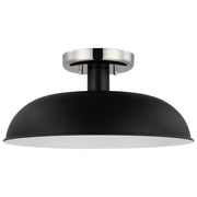 Colony 15" Flush Mount, Matte Black / Polished Nickel Finish - Bees Lighting