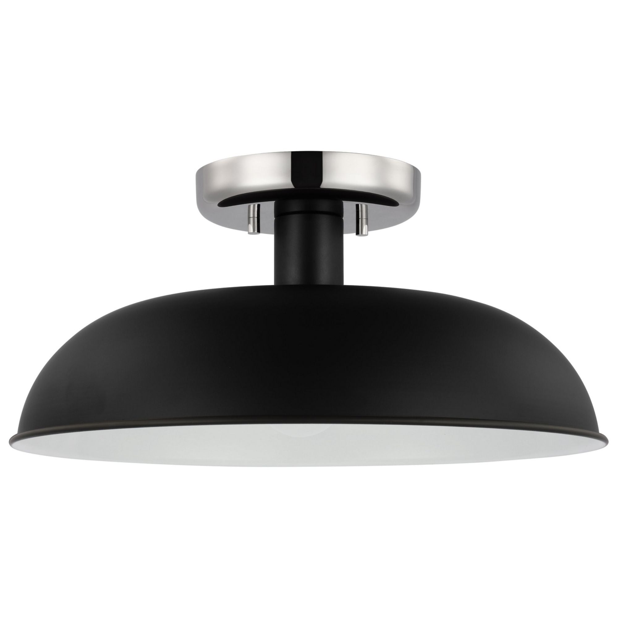 Colony 15" Flush Mount, Matte Black / Polished Nickel Finish - Bees Lighting