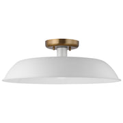 Colony 20" Flush Mount, Matte White / Burnished Brass Finish - Bees Lighting