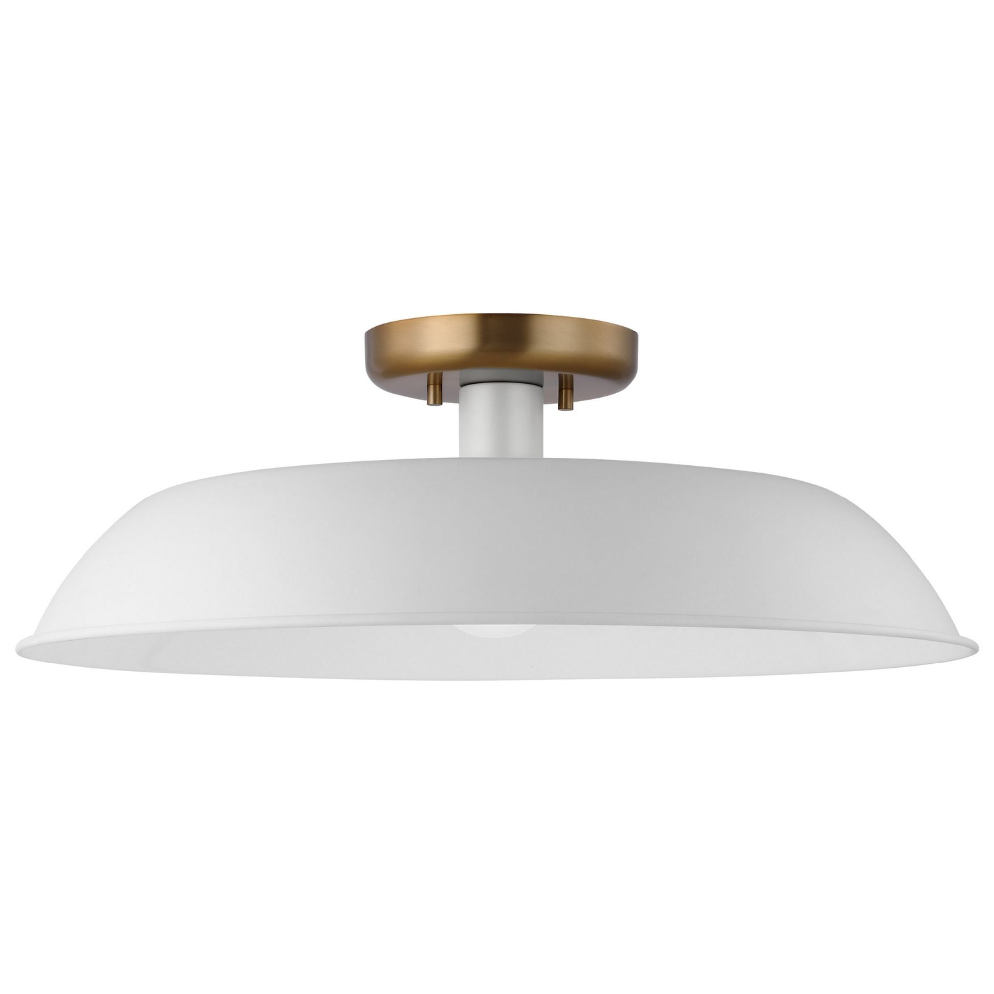 Colony 20" Flush Mount, Matte White / Burnished Brass Finish - Bees Lighting