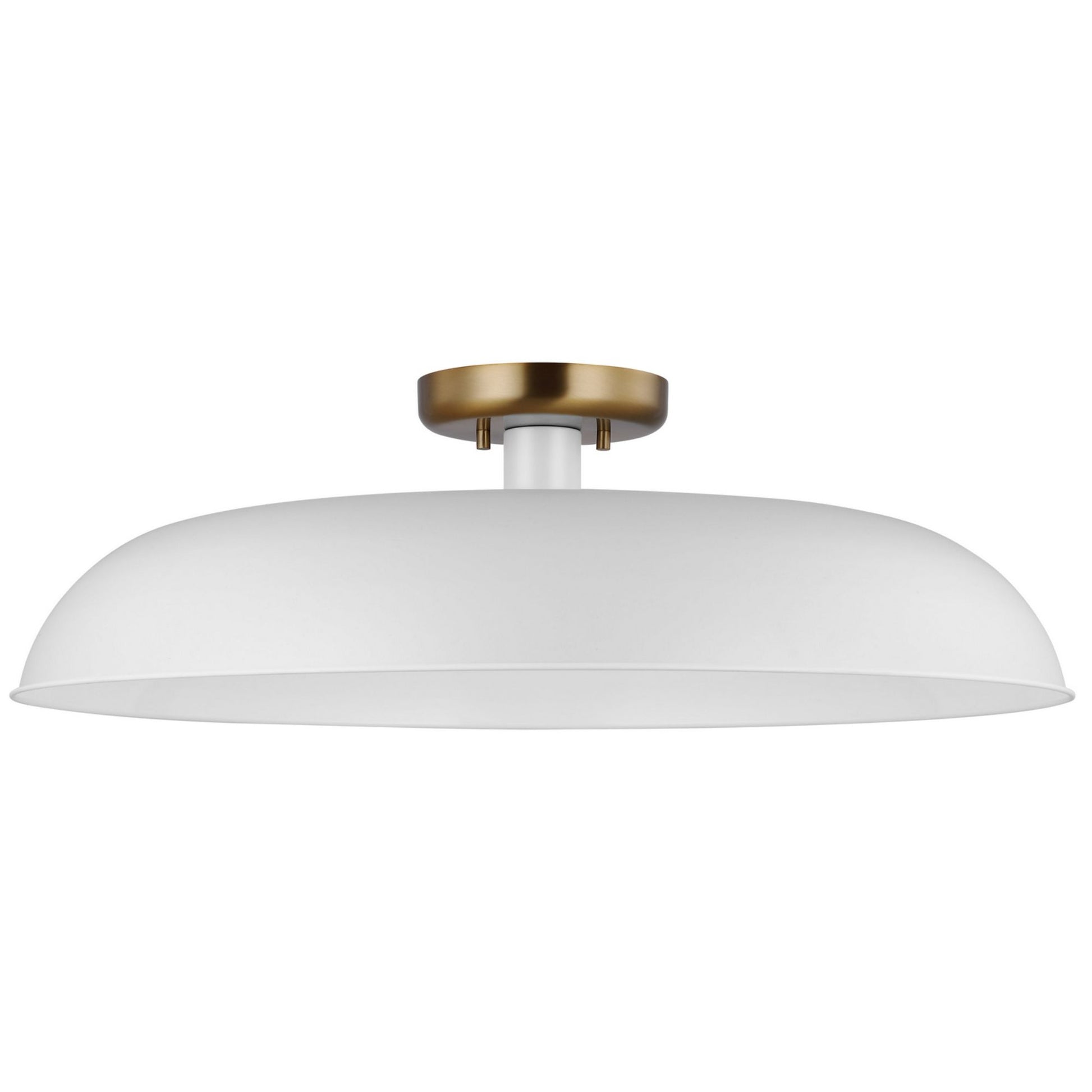Colony 24" Flush Mount, Matte White / Burnished Brass Finish - Bees Lighting