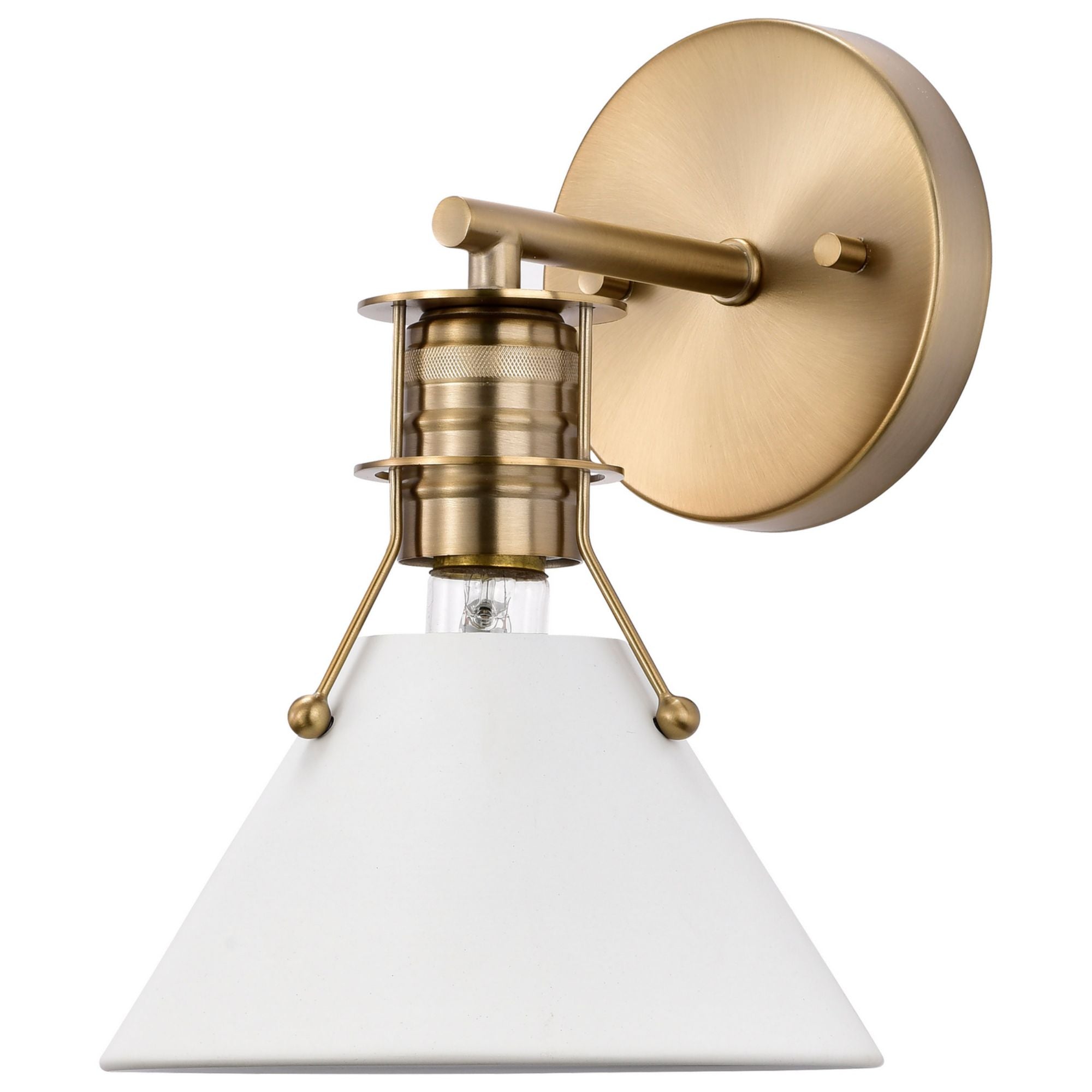 Outpost 10" Wall Sconce, Matte White / Burnished Brass Finish - Bees Lighting