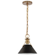 Outpost 10" Pendant, Matte Black / Burnished Brass Finish - Bees Lighting