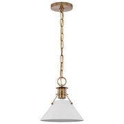 Outpost 10" Pendant, Matte White / Burnished Brass Finish - Bees Lighting