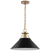 Outpost 17" Pendant, Matte Black / Burnished Brass Finish - Bees Lighting