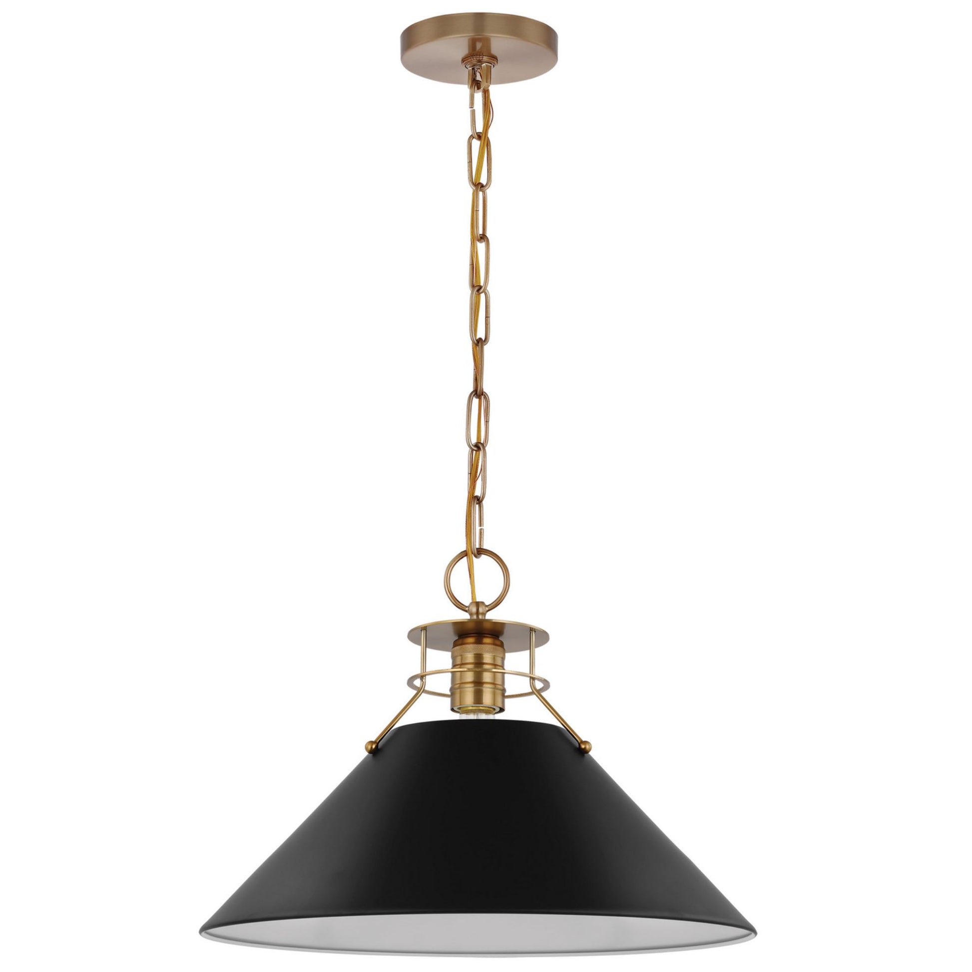 Outpost 17" Pendant, Matte Black / Burnished Brass Finish - Bees Lighting
