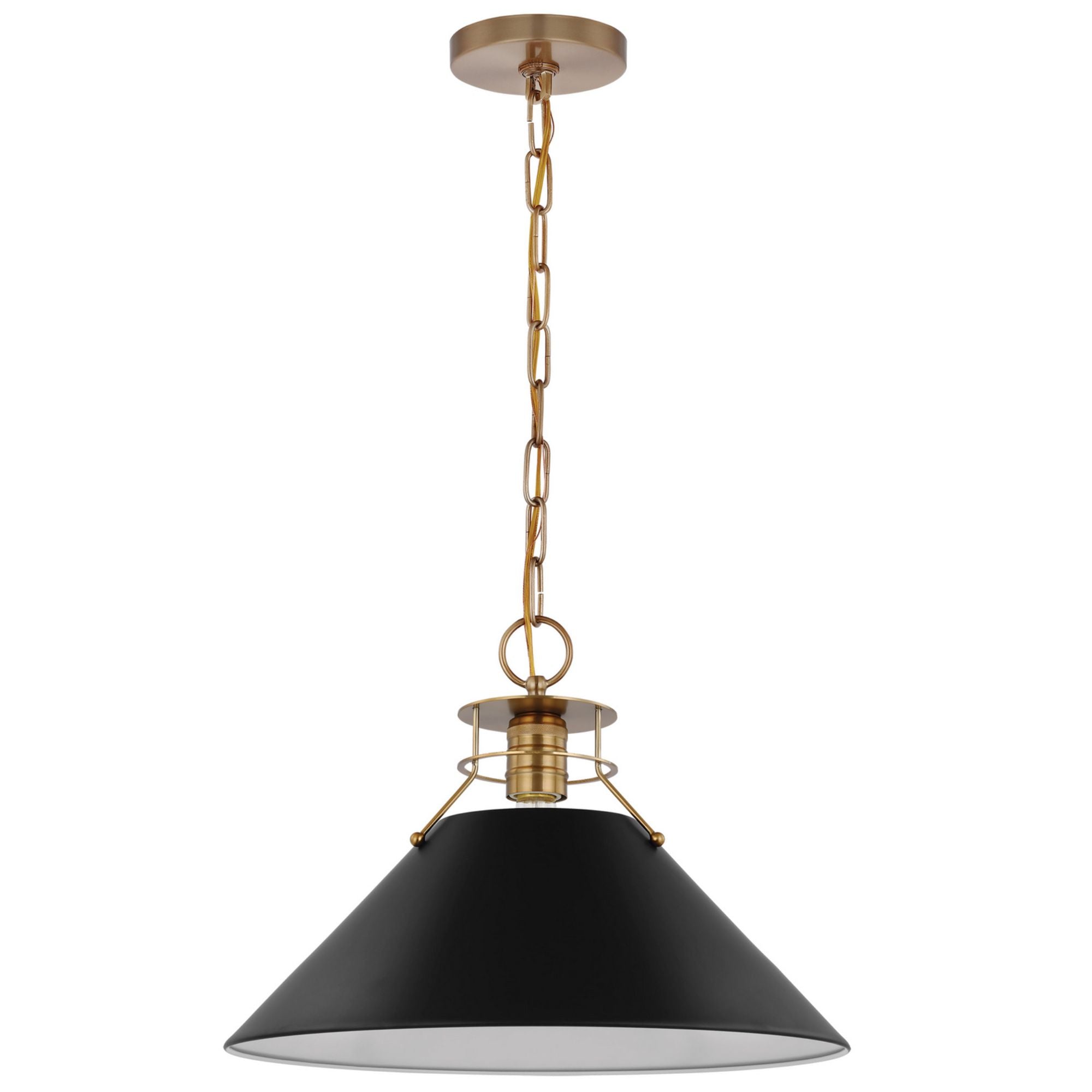 Outpost 17" Pendant, Matte Black / Burnished Brass Finish - Bees Lighting