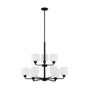 Canfield 31" 9-Light LED Chandelier, Midnight Black Finish - Bees Lighting