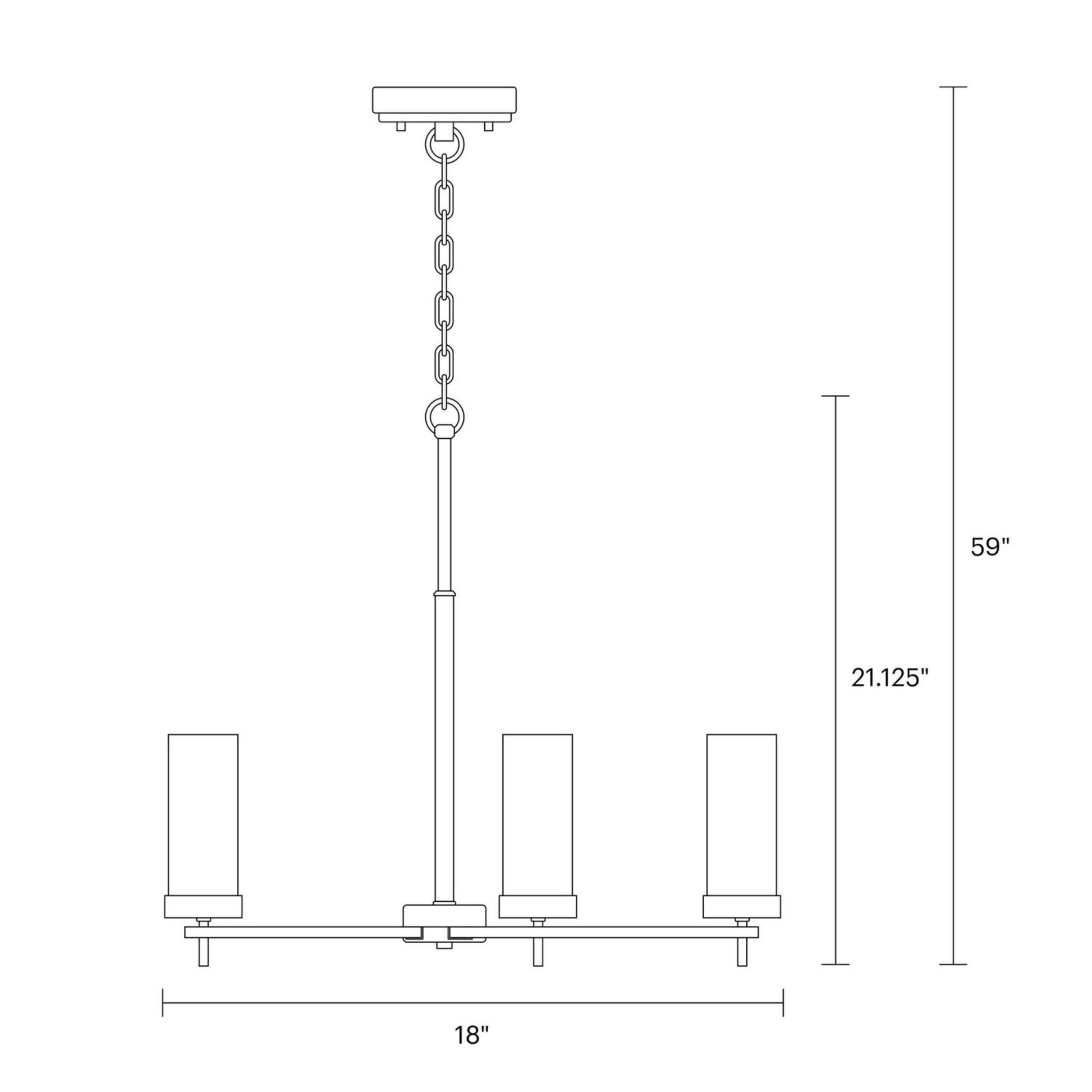 Zire 18" 3-Light Chandelier, Midnight Black Finish - Bees Lighting