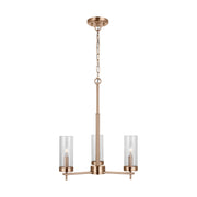 Zire 18" 3-Light Chandelier, Satin Brass Finish - Bees Lighting