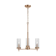 Zire 18" 3-Light LED Chandelier, Satin Brass Finish - Bees Lighting