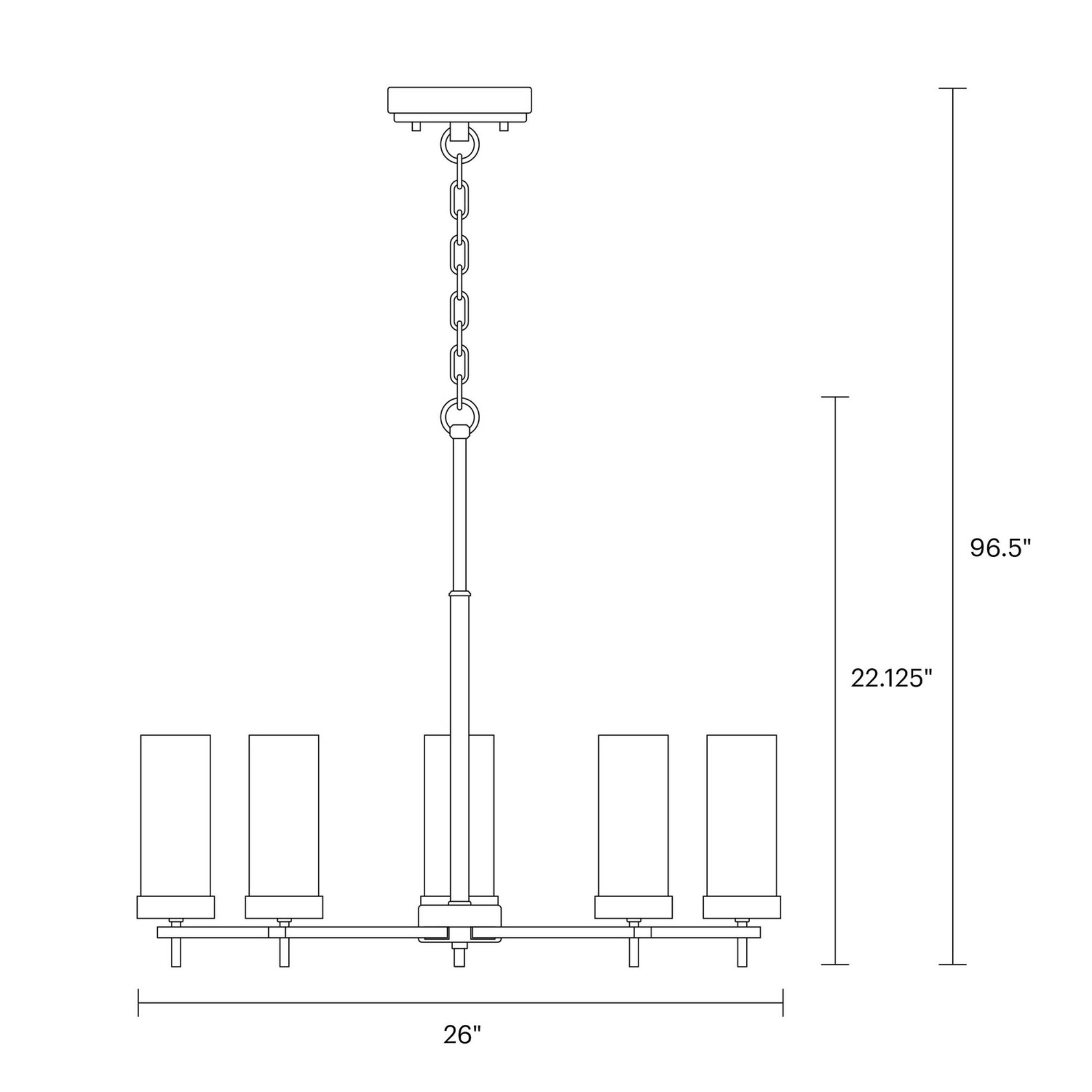 Zire 26" 5-Light Chandelier, Satin Brass Finish - Bees Lighting