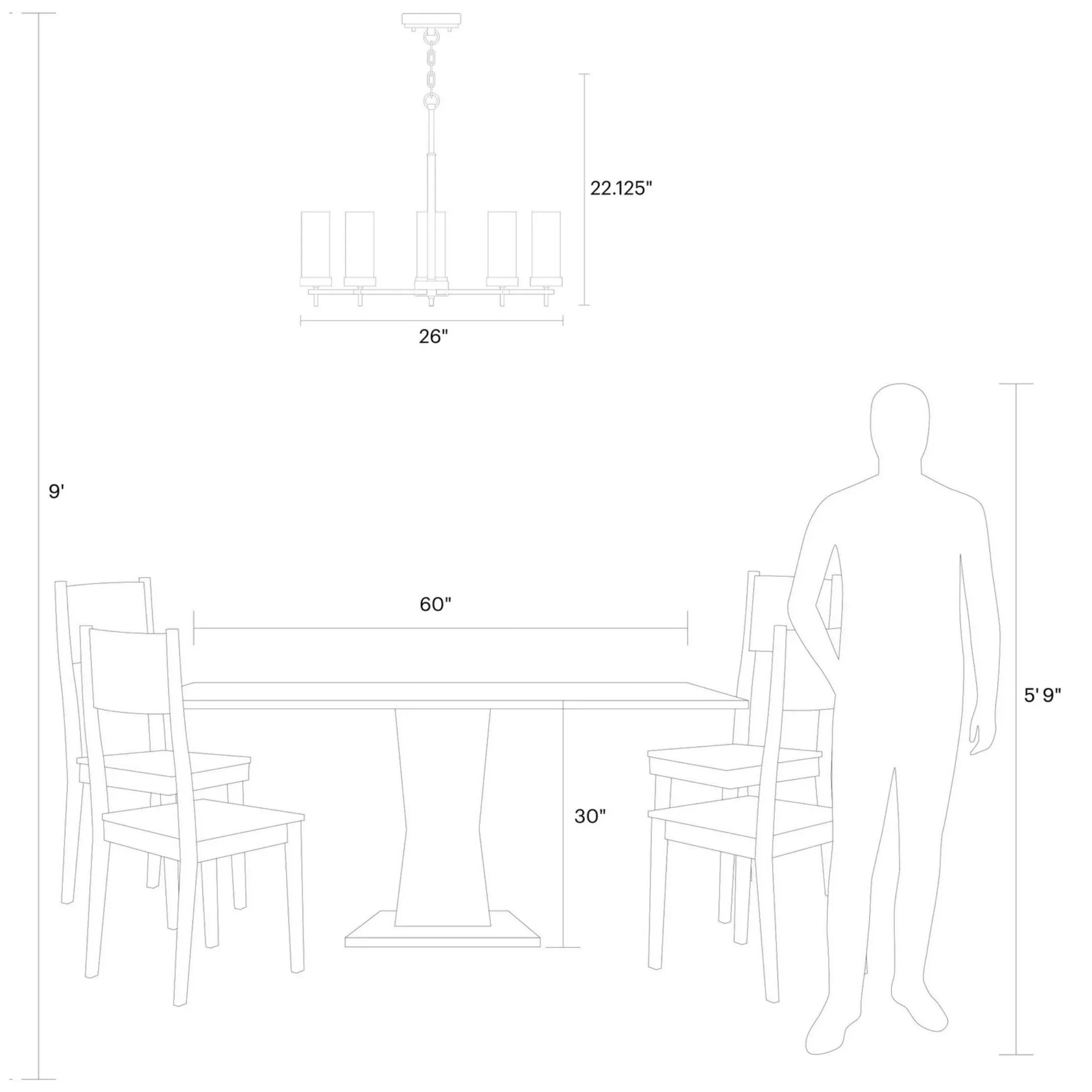 Zire 26" 5-Light LED Chandelier, Midnight Black Finish - Bees Lighting