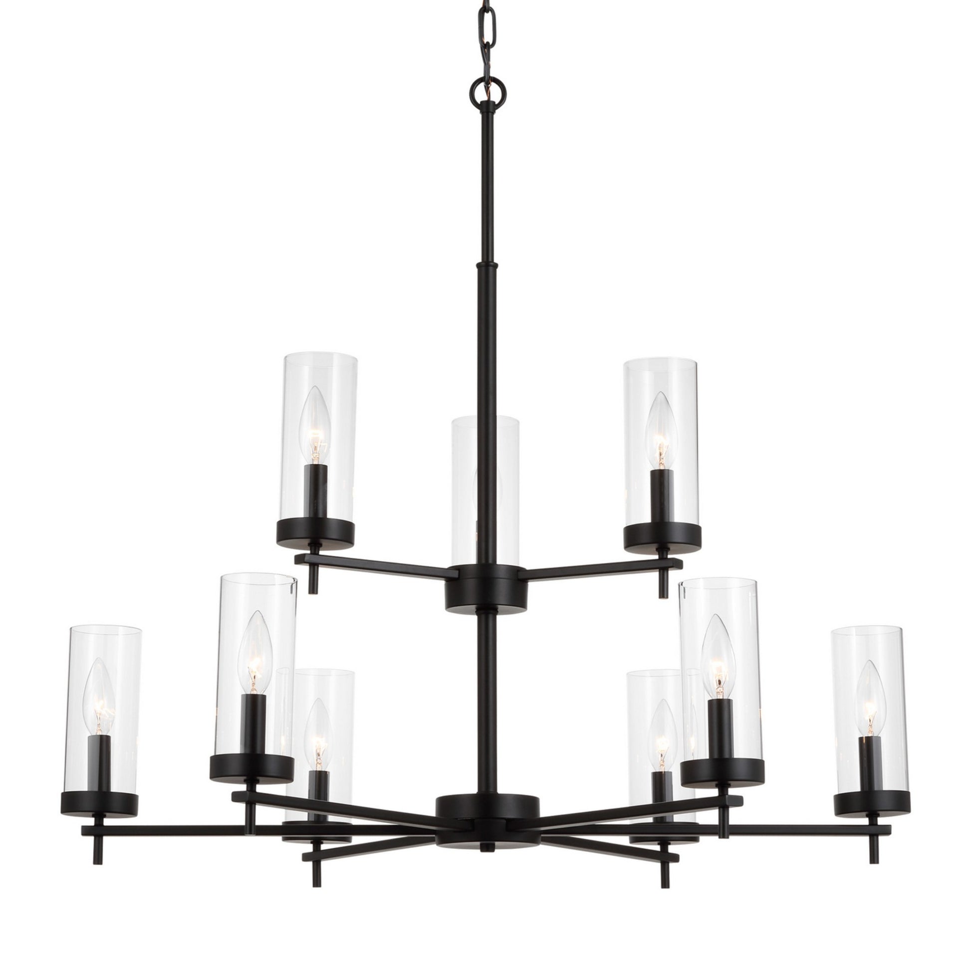 Zire 32" 9-Light Chandelier, Midnight Black Finish - Bees Lighting