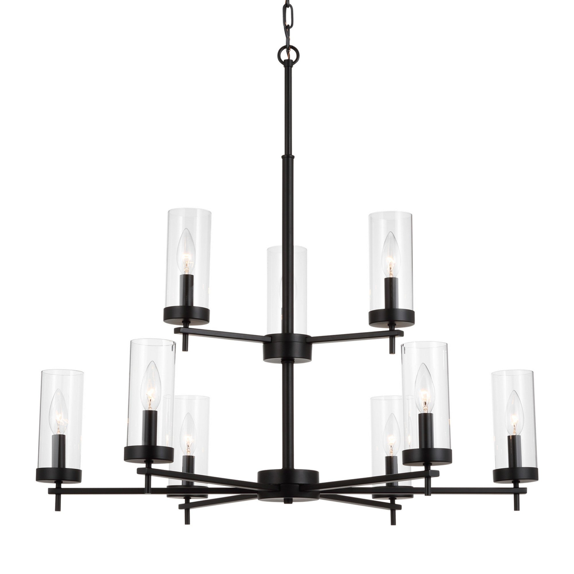 Zire 32" 9-Light Chandelier, Midnight Black Finish - Bees Lighting