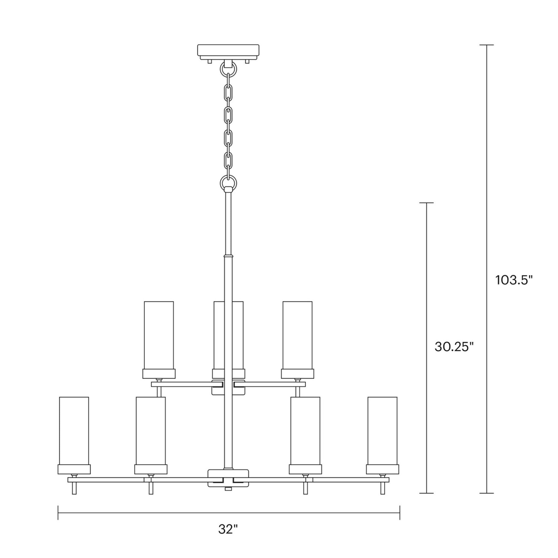 Zire 32" 9-Light Chandelier, Midnight Black Finish - Bees Lighting