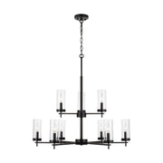 Zire 32" 9-Light Chandelier, Midnight Black Finish - Bees Lighting