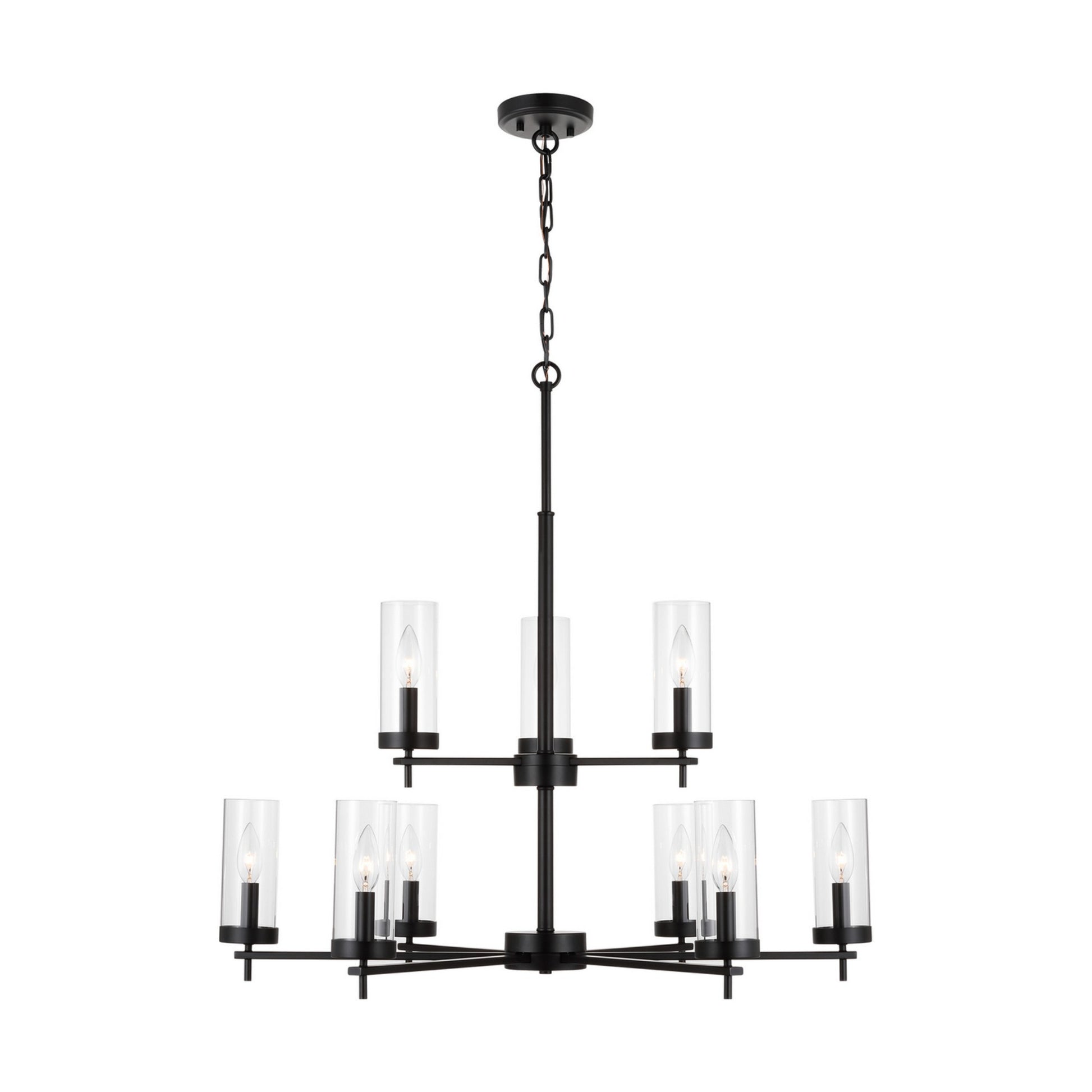Zire 32" 9-Light Chandelier, Midnight Black Finish - Bees Lighting