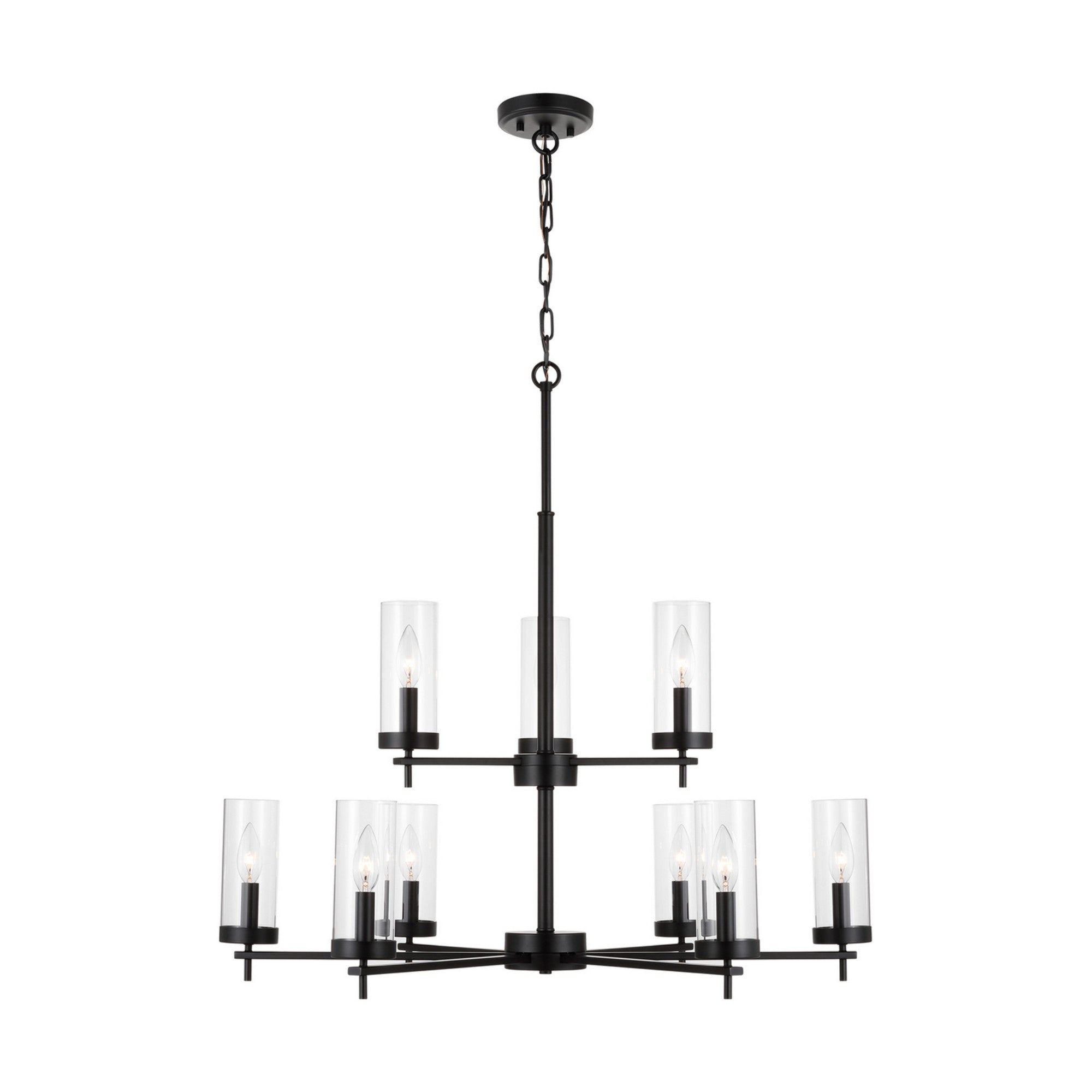 Zire 32" 9-Light Chandelier, Midnight Black Finish - Bees Lighting