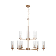 Zire 32" 9-Light Chandelier, Satin Brass Finish - Bees Lighting