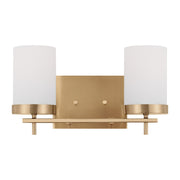 Zire 14" 2-Light LED Bathroom Vanity, Satin Brass Finish - Bees Lighting
