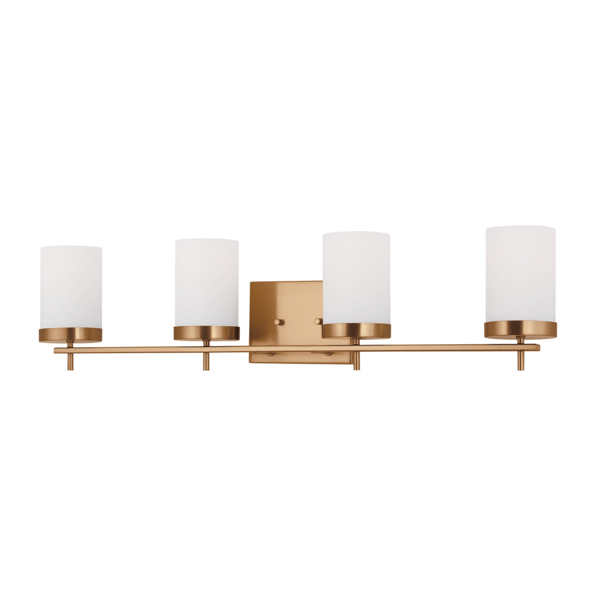 Zire 34" 4-Light Bathroom Vanity, Satin Brass Finish - Bees Lighting