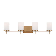 Zire 34" 4-Light Bathroom Vanity, Satin Brass Finish - Bees Lighting