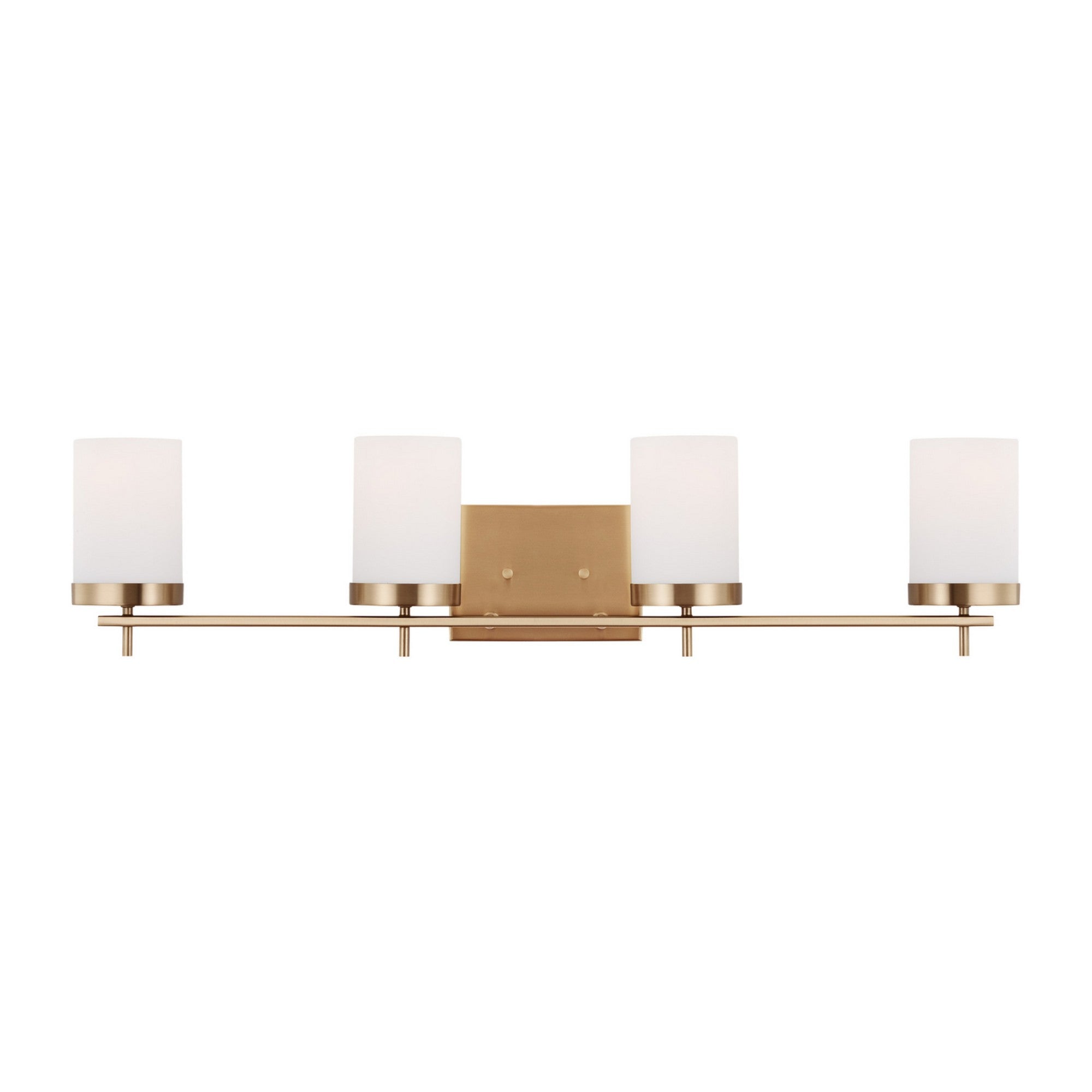 Zire 34" 4-Light LED Bathroom Vanity, Satin Brass Finish - Bees Lighting