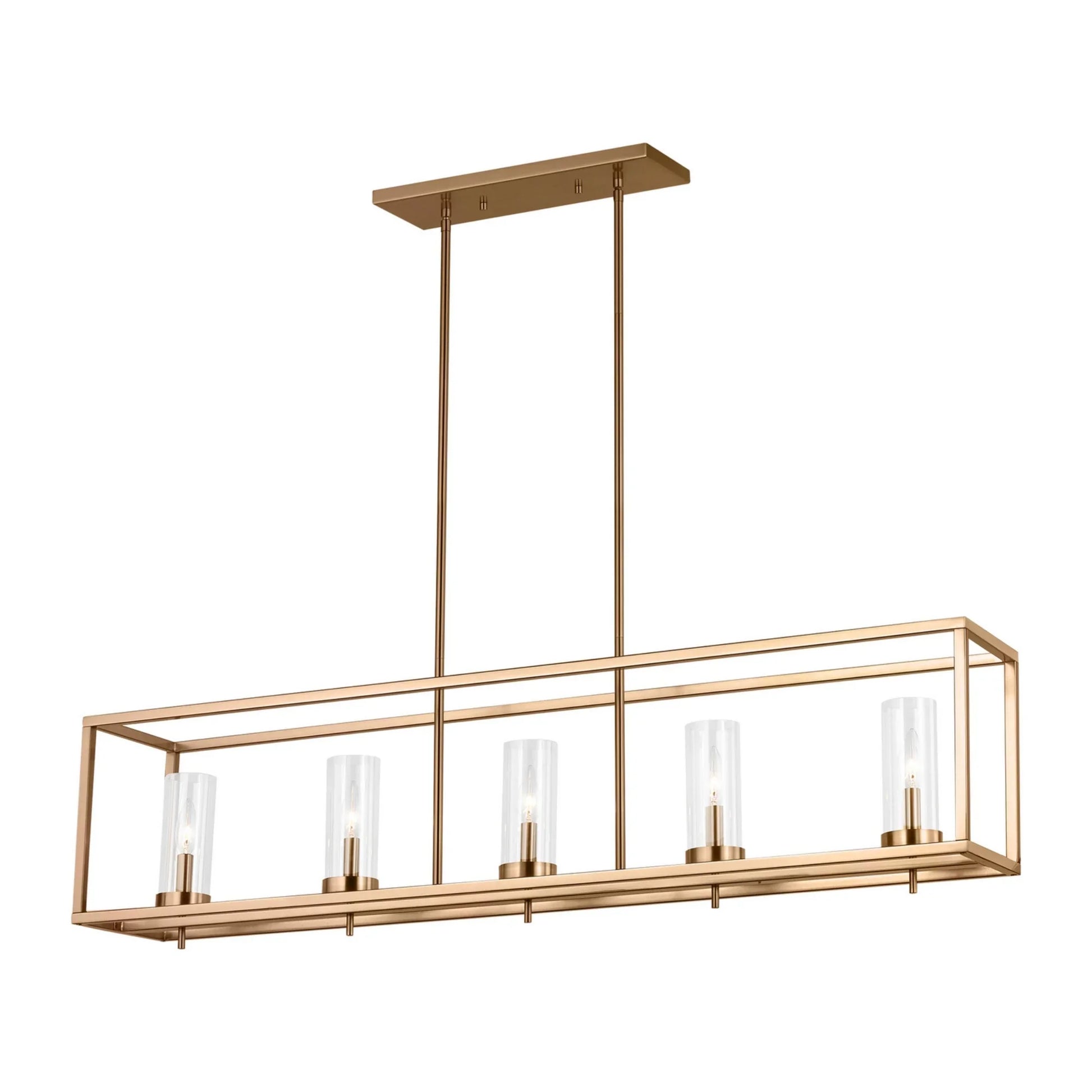 Zire 48" 5-Light Island Pendant, Satin Brass Finish - Bees Lighting