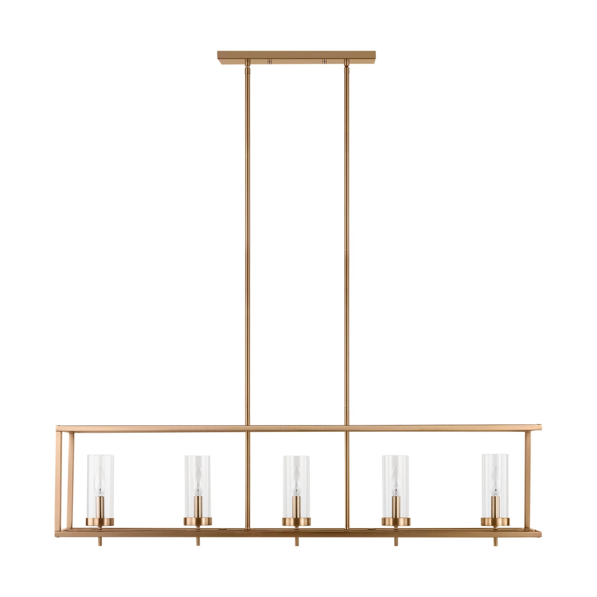 Zire 48" 5-Light LED Island Pendant, Satin Brass Finish - Bees Lighting