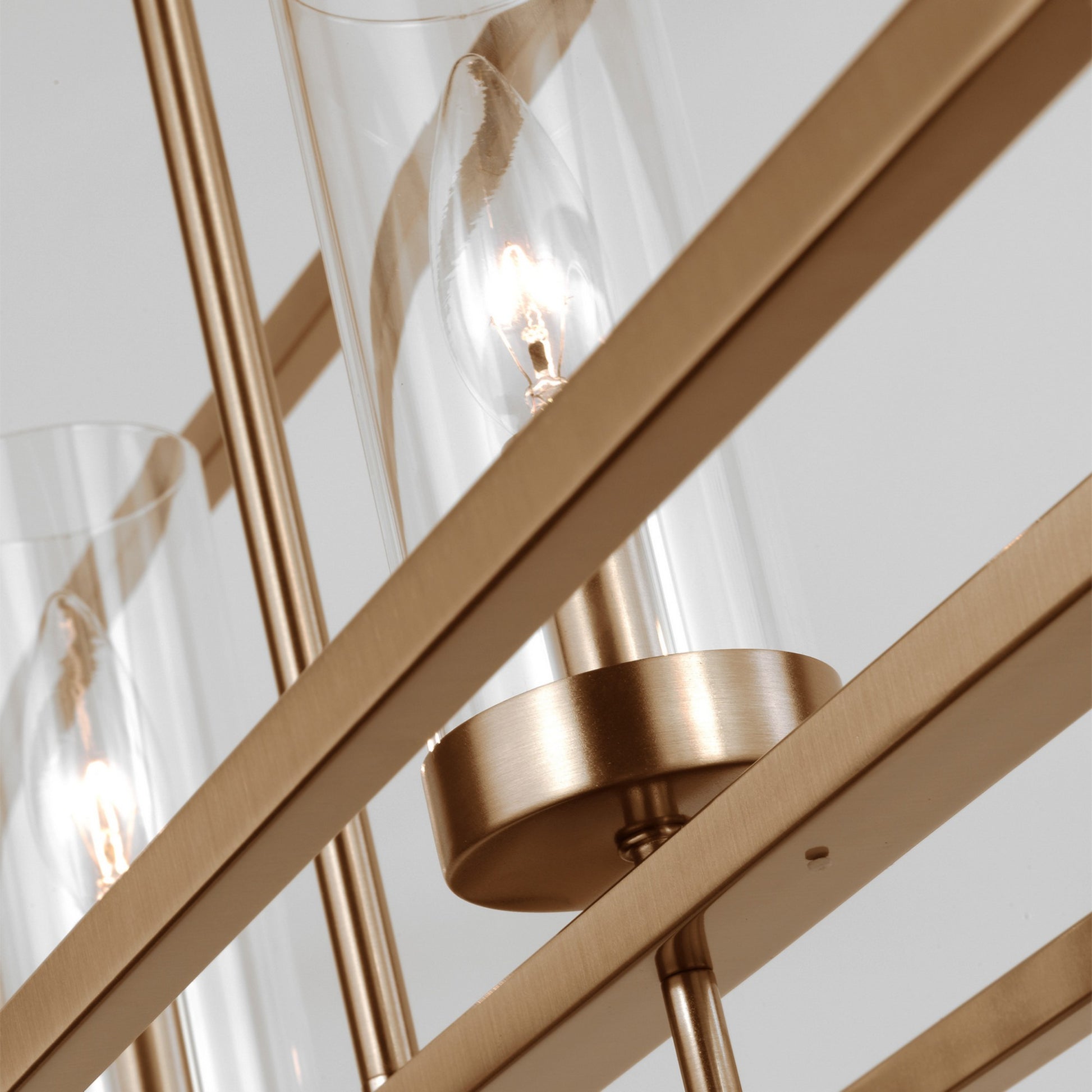 Zire 48" 5-Light LED Island Pendant, Satin Brass Finish - Bees Lighting