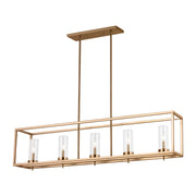 Zire 48" 5-Light LED Island Pendant, Satin Brass Finish - Bees Lighting