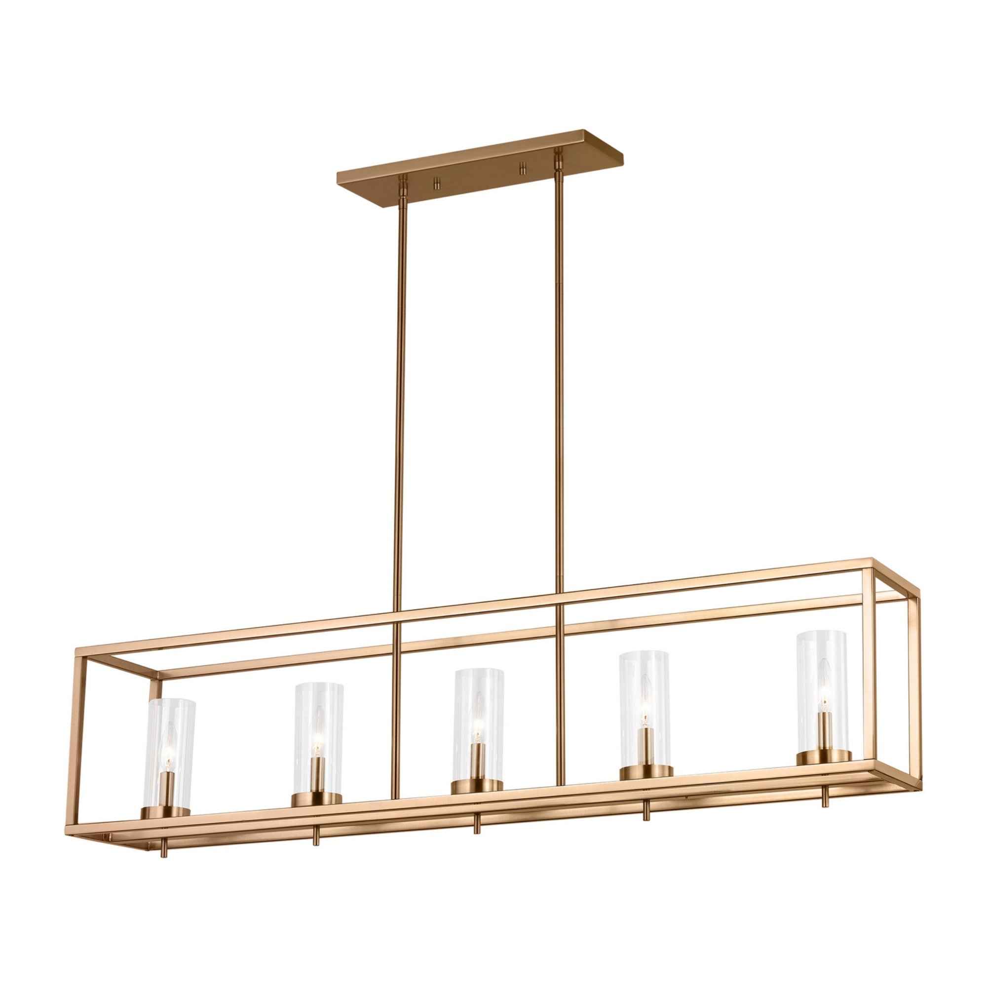 Zire 48" 5-Light LED Island Pendant, Satin Brass Finish - Bees Lighting