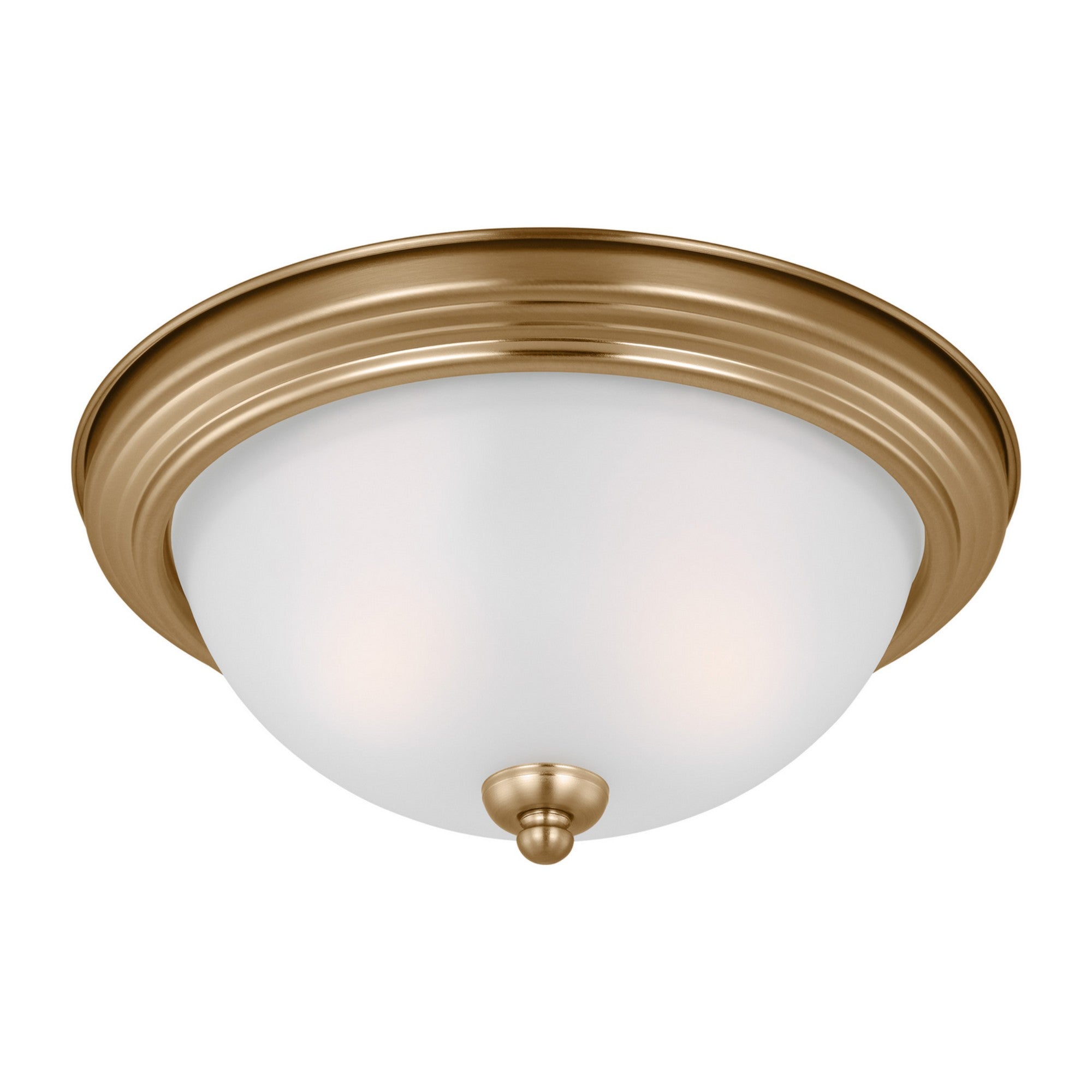 Geary 13" 2-Light LED Flush Mount, Satin Brass Finish - Bees Lighting
