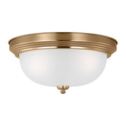 Geary 15" 3-Light LED Flush Mount, Satin Brass Finish - Bees Lighting
