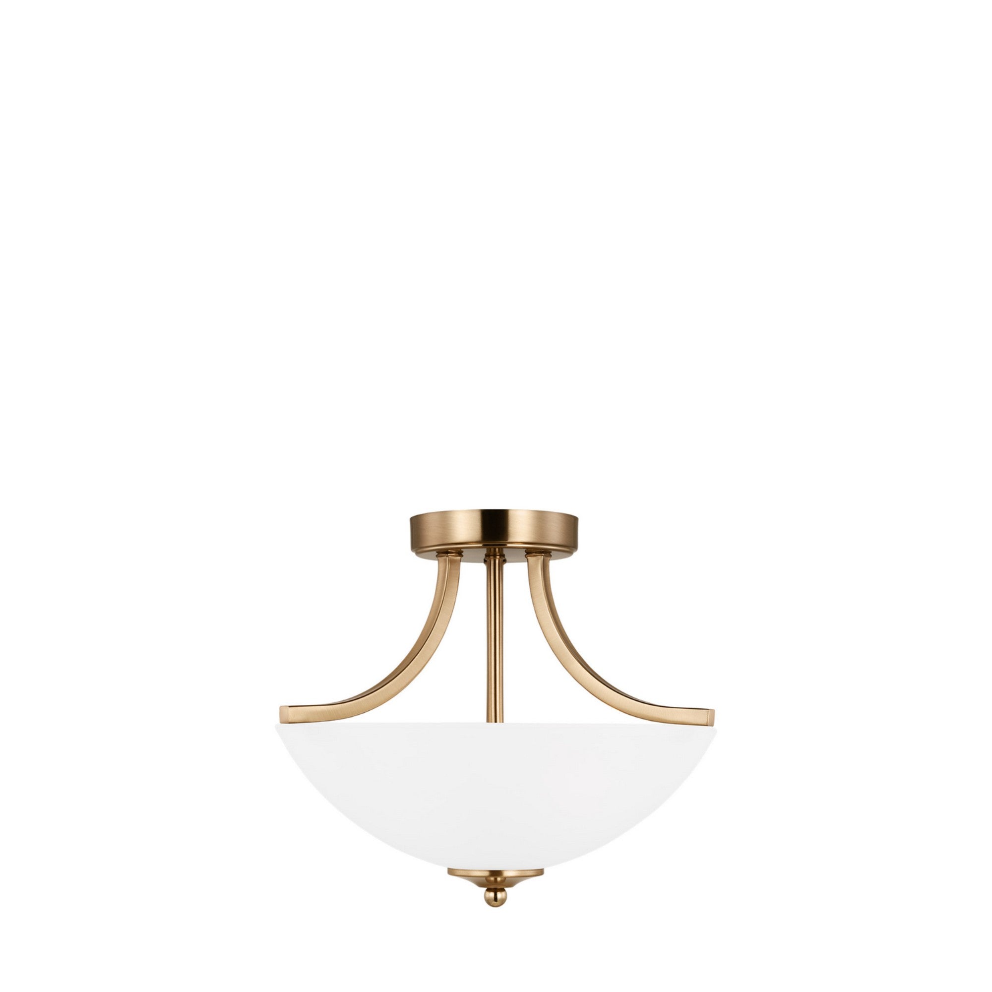 Geary 14" Small 2-Light LED Semi-Flush Convertible Pendant, Satin Brass Finish - Bees Lighting