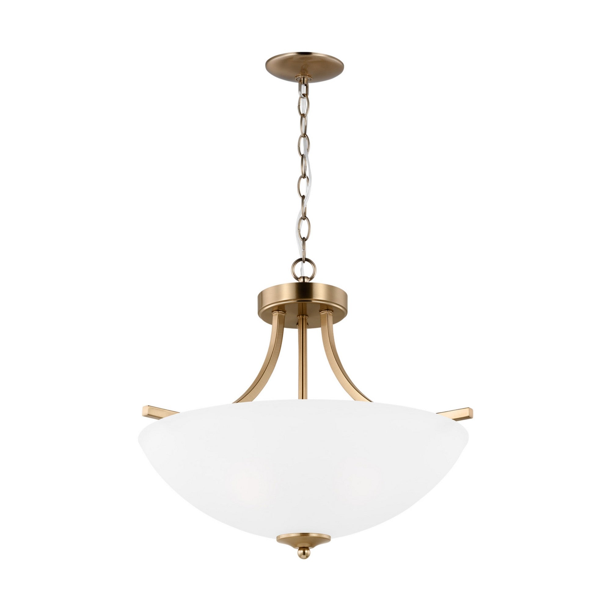 Geary 19" Medium 3-Light Semi-Flush Convertible Pendant, Satin Brass Finish - Bees Lighting