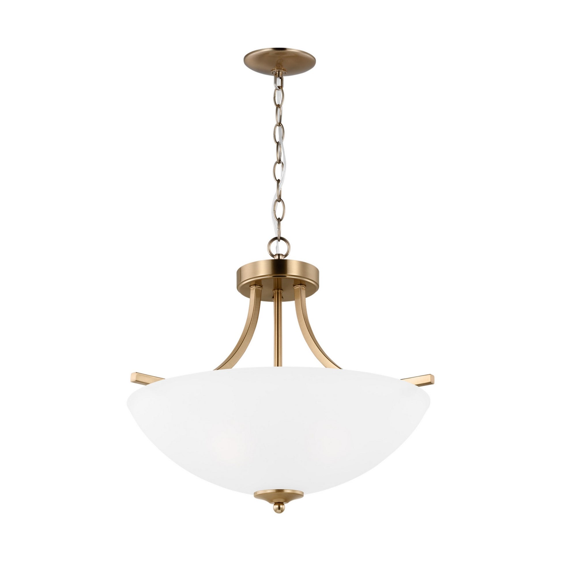 Geary 19" Medium 3-Light LED Semi-Flush Convertible Pendant, Satin Brass Finish - Bees Lighting